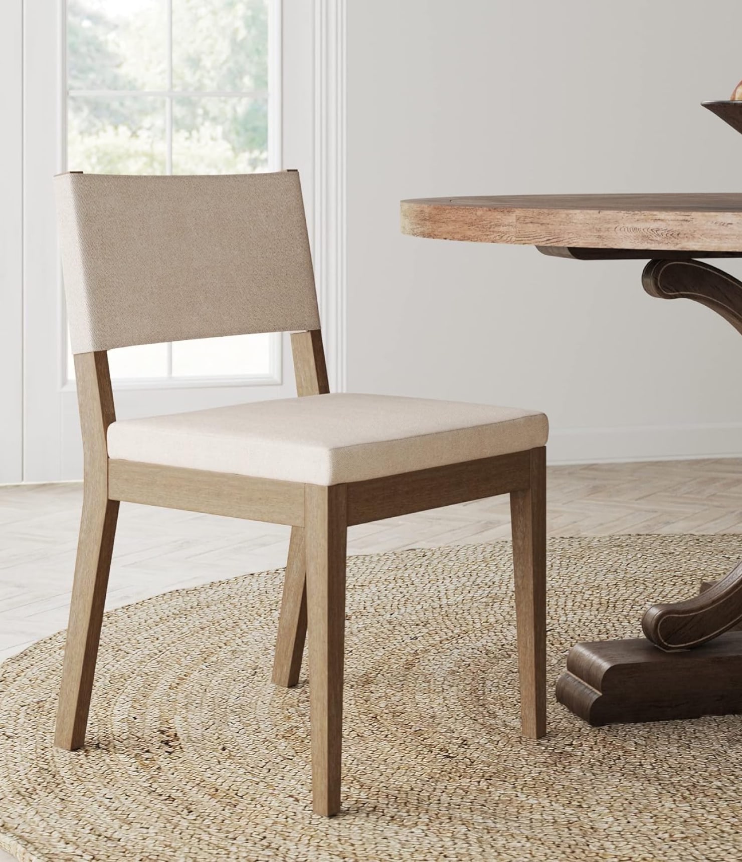 Modern Upholstered Dining Chair with Solid Rubberwood Legs - Image 2