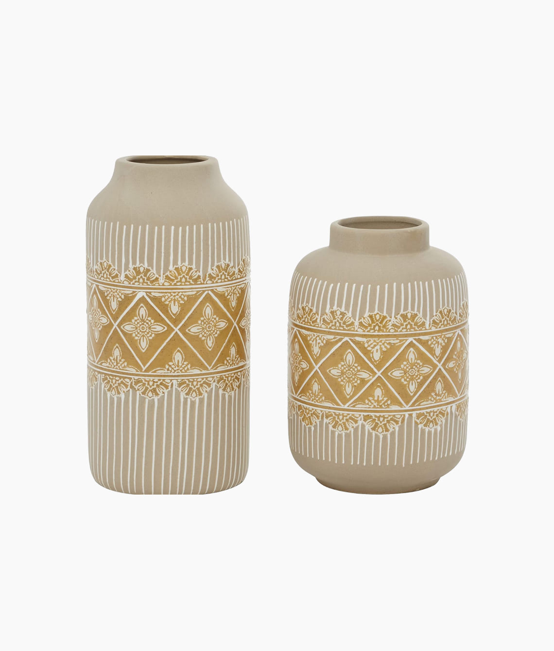 Ceramic Floral Handmade Vase with Diamond Pattern - Image 3